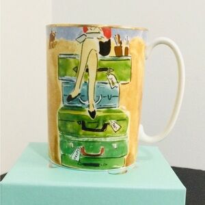Kate Spade Lenox New York World Traveler Coffee Tea Mug, Illustrated Collection